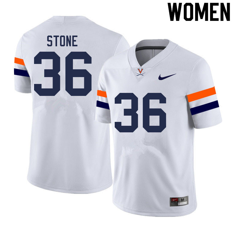Women #36 Lindell Stone Virginia Cavaliers College Football Jerseys Sale-White